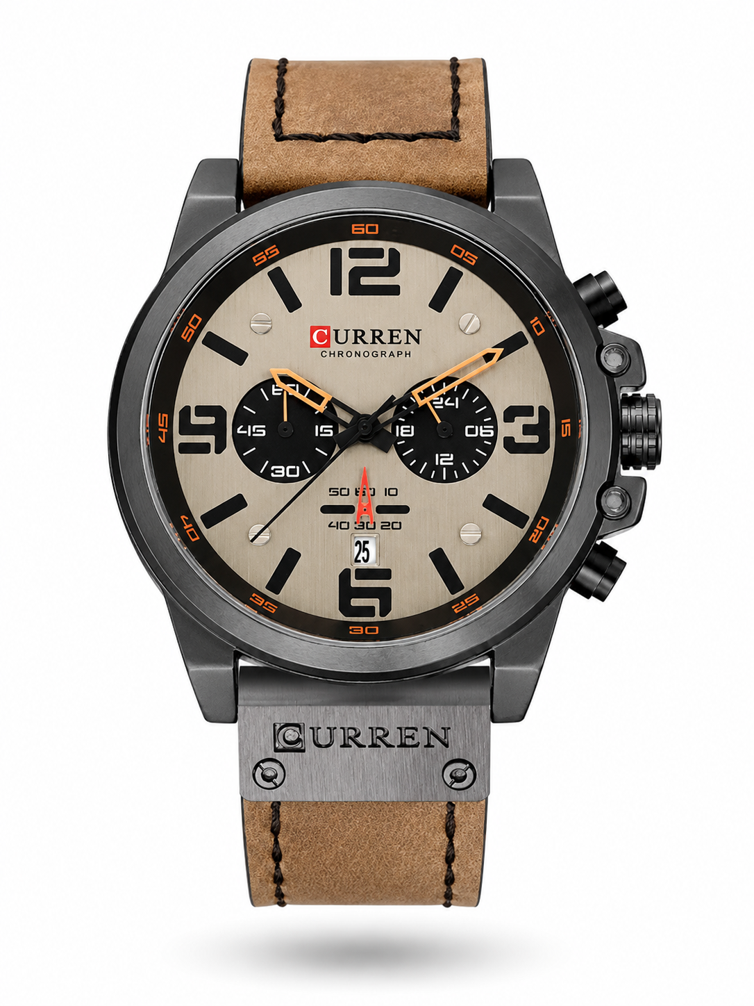 Curren 8314 Cronógrafo Hombre | Reloj Militar Elegante con Correa de Cuero