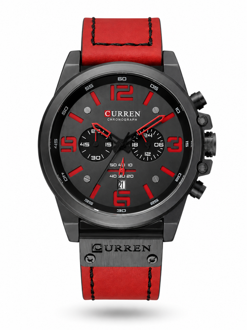 Curren 8314 Cronógrafo Hombre | Reloj Militar Elegante con Correa de Cuero