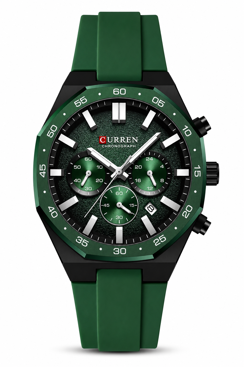 Curren 8489 Cronógrafo Hombre Negro y Dorado | Reloj Deportivo Elegante con Correa de Silicona