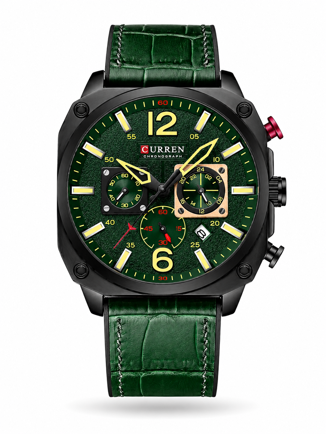 Curren 8398 Cronógrafo Negro Correa Cuero | Reloj Deportivo Elegante para Hombre
