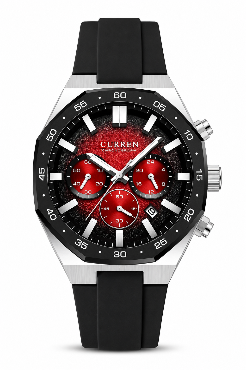 Curren 8489 Cronógrafo Hombre Negro y Dorado | Reloj Deportivo Elegante con Correa de Silicona