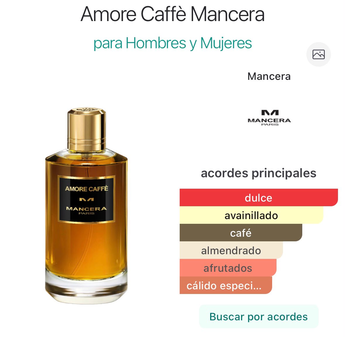 ☕ Amore Caffè Mancera – Perfume Unisex Dulce y Sofisticado