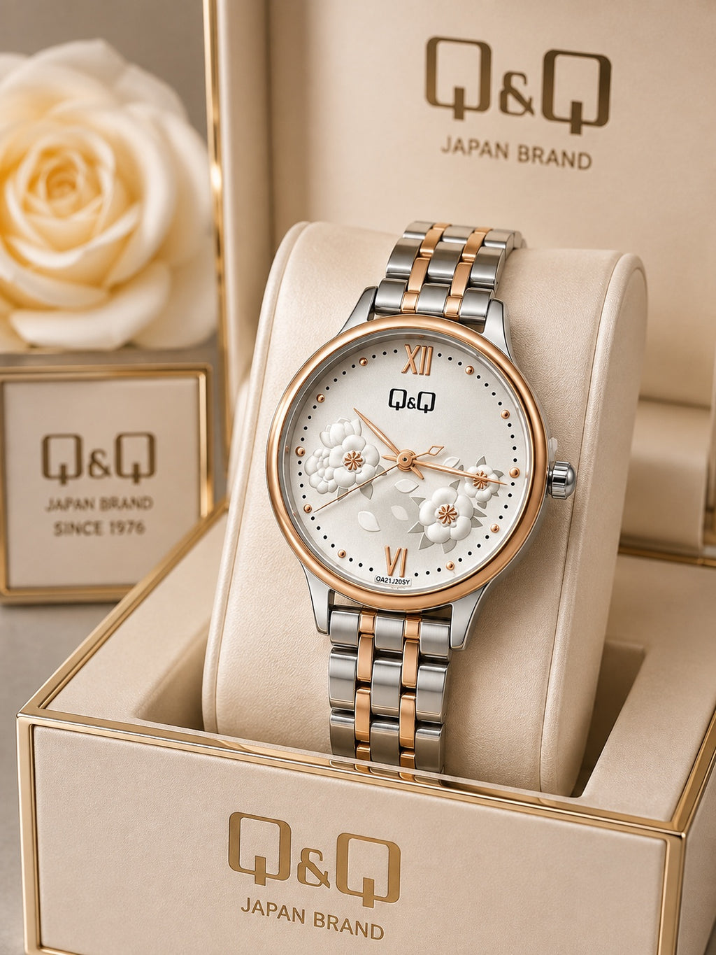 Reloj Q&Q para Mujer – Diseño Floral Elegante | Varios Colores