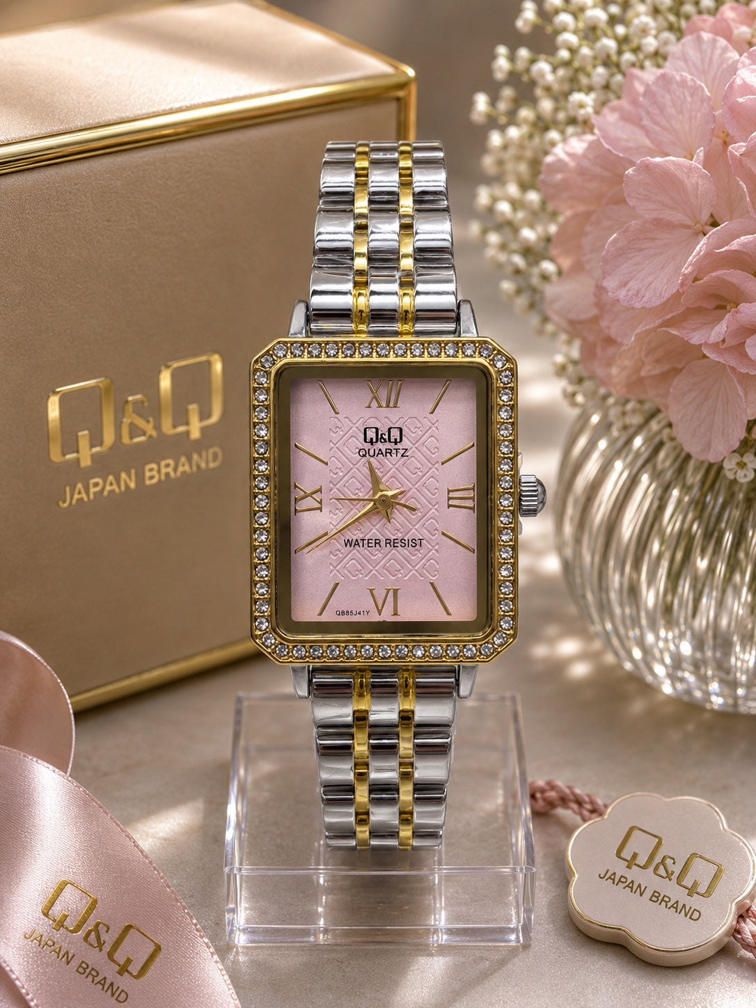 Reloj Q&Q para Mujer – Diseño Elegante con Cristales y Variedad de Colores