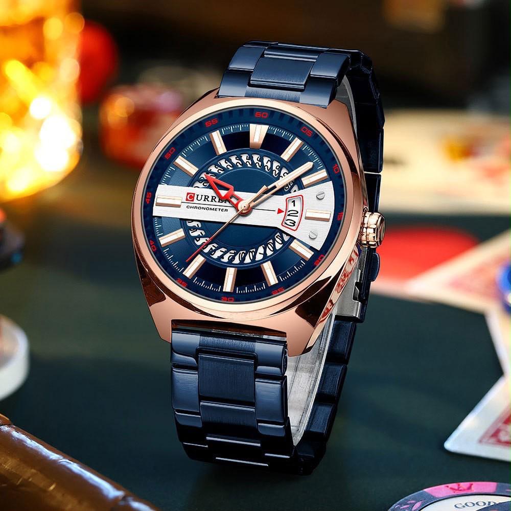 Reloj Curren Hombre Cronógrafo – Acero Inoxidable Rojo y Negro