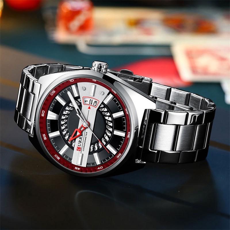 Reloj Curren Hombre Cronógrafo – Acero Inoxidable Rojo y Negro