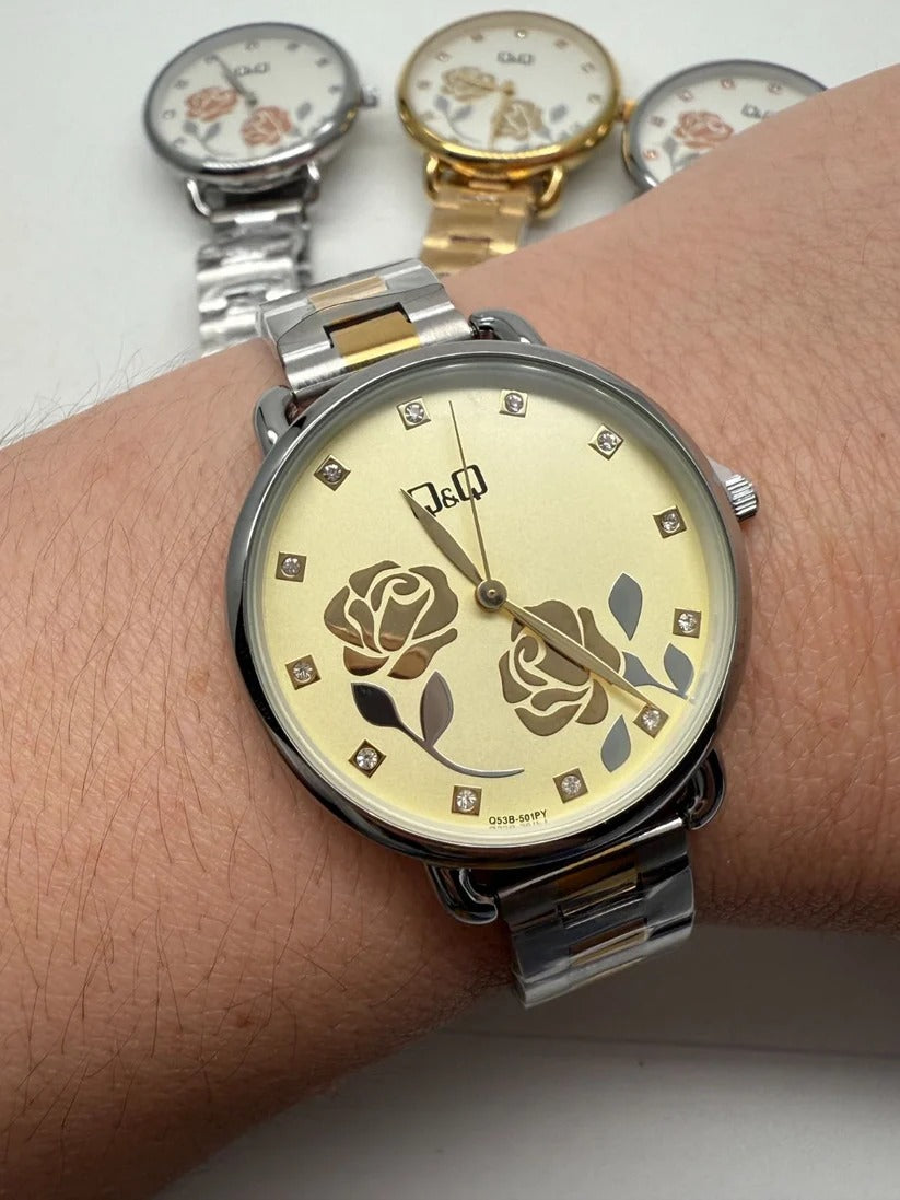 Reloj Q&Q para Dama – Elegancia y diseño floral