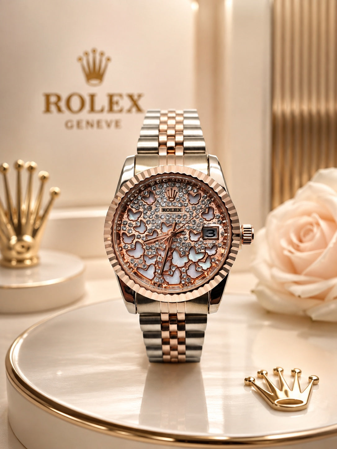 Reloj Estilo Rolex Datejust para Dama – Esfera Decorativa Bicolor