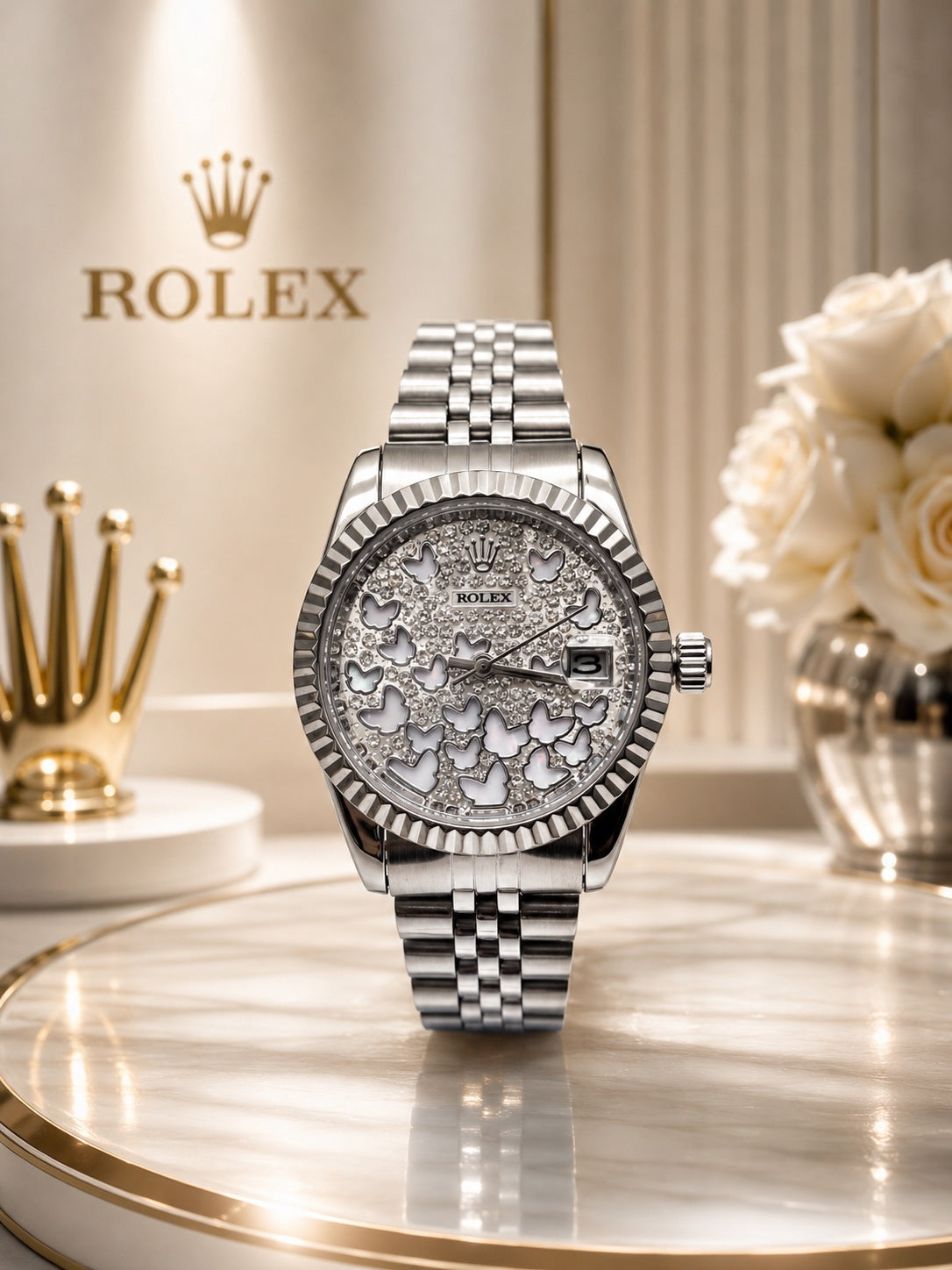 Reloj Estilo Rolex Datejust para Dama – Esfera Decorativa Bicolor