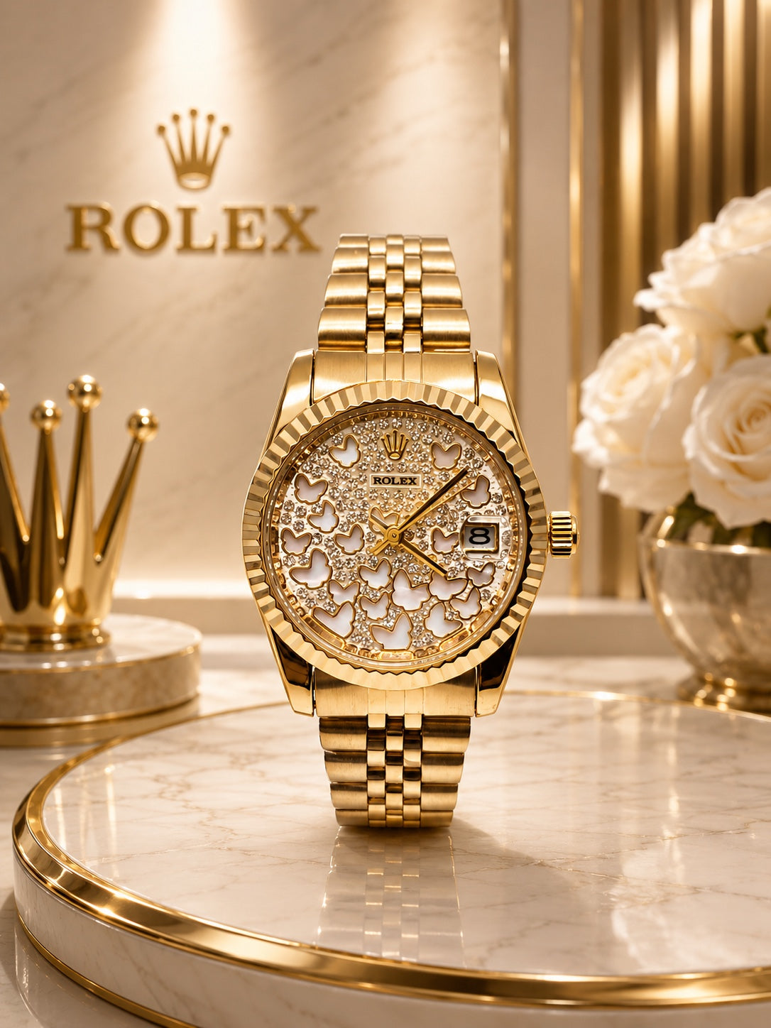 Reloj Estilo Rolex Datejust para Dama – Esfera Decorativa Bicolor