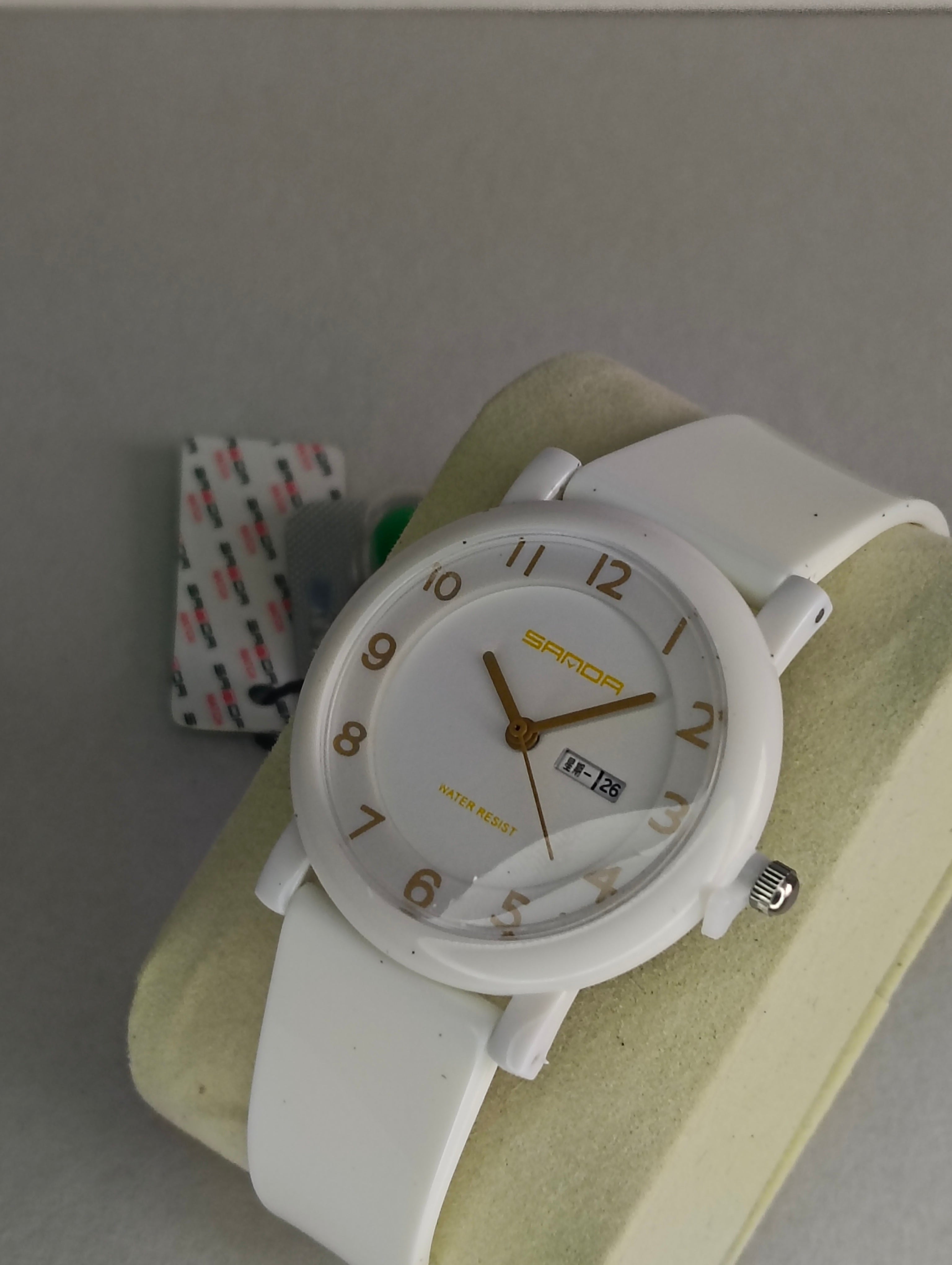 Reloj Sanda para Mujer Blanco con Calendario | Pulso de Silicona | Elegancia y Comodidad