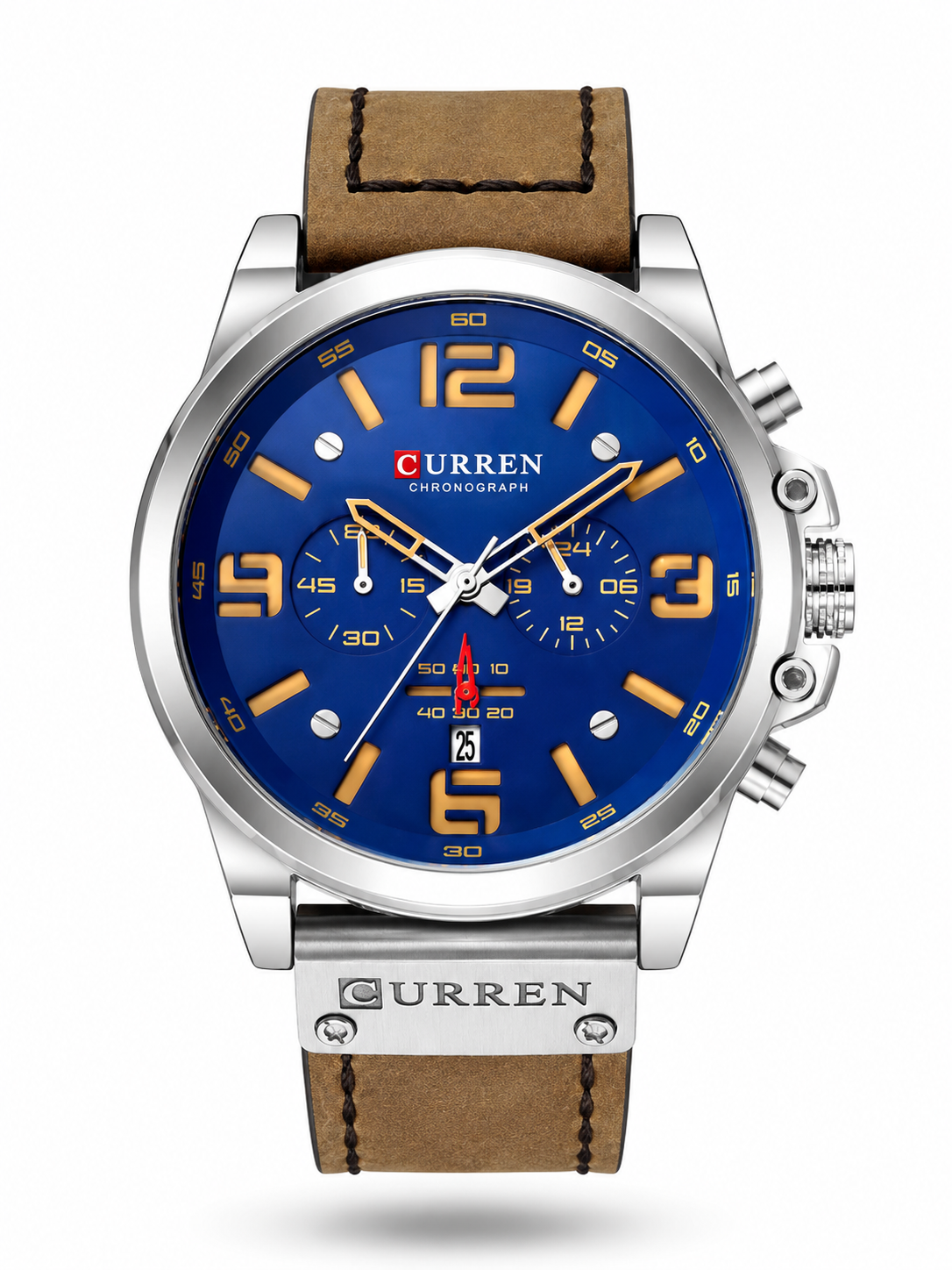 Curren 8314 Cronógrafo Hombre | Reloj Militar Elegante con Correa de Cuero
