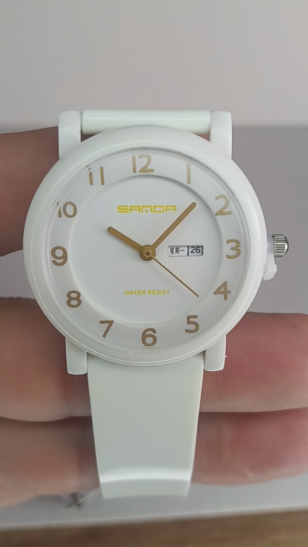 Reloj Sanda para Mujer Blanco con Calendario | Pulso de Silicona | Elegancia y Comodidad