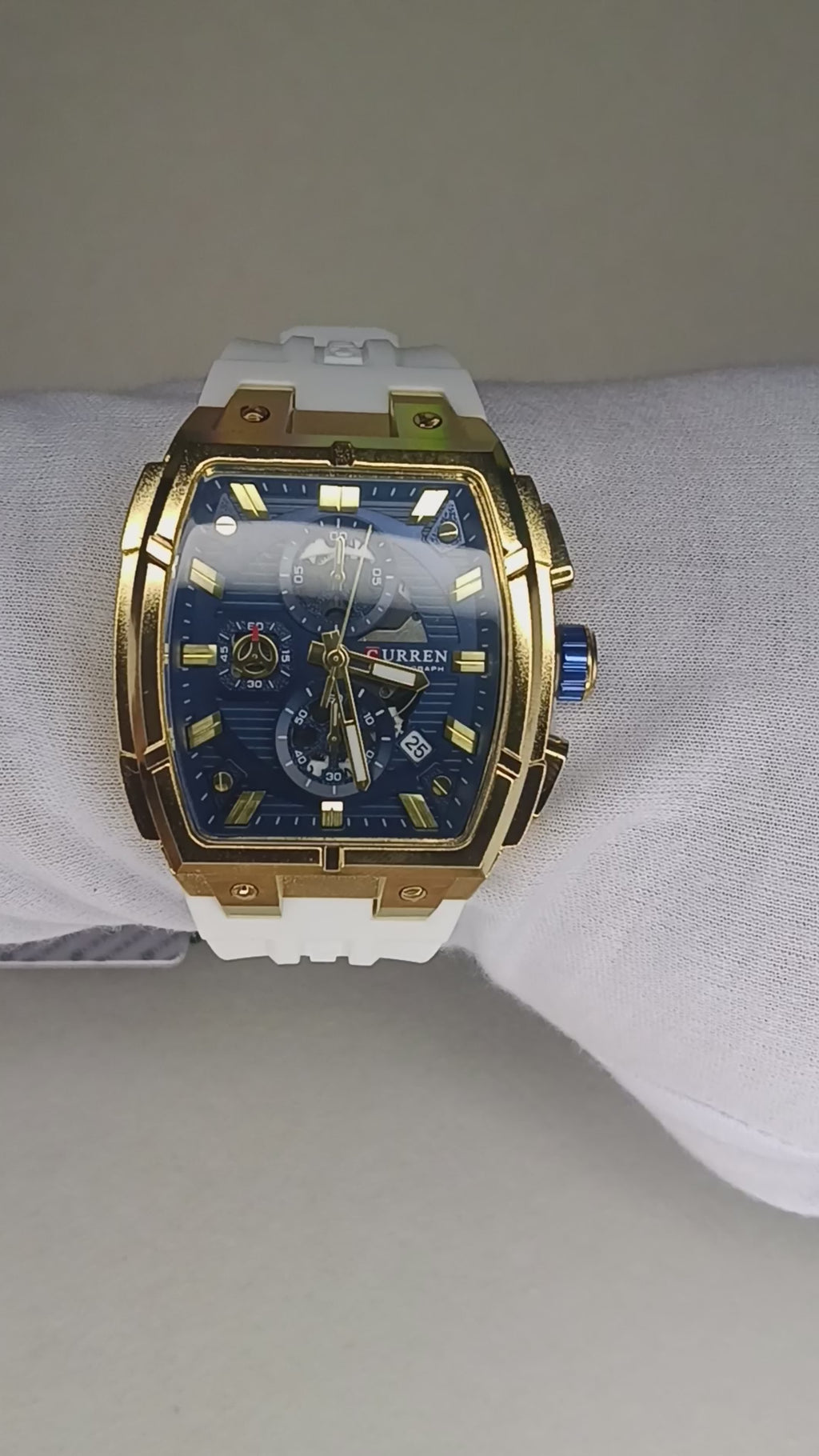 Reloj Curren Cronógrafo para Hombre | Caja Dorada | Pulso de Silicona | Quartz