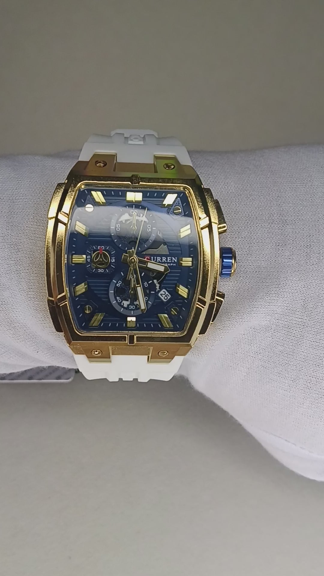 Reloj Curren Cronógrafo para Hombre | Caja Dorada | Pulso de Silicona | Quartz