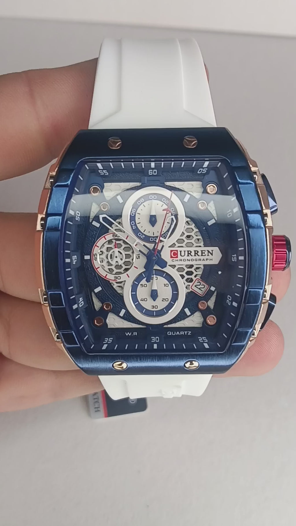Curren Cronógrafo Cuadrado para Hombre – Diseño Deportivo con Calendario y Correa de Silicona